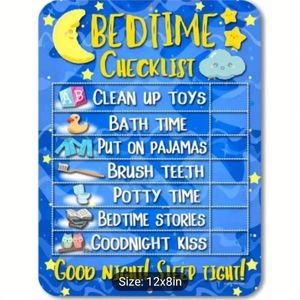 1pc Daily Bedtime Routine Reward Chart, Tin Sign